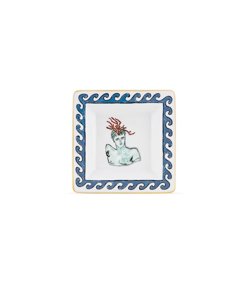 Piatto Svuotatasche Quadrato Piccolo Il Viaggio di Nettuno White Ginori 1735 Bandeja Vacía Bolsillos
