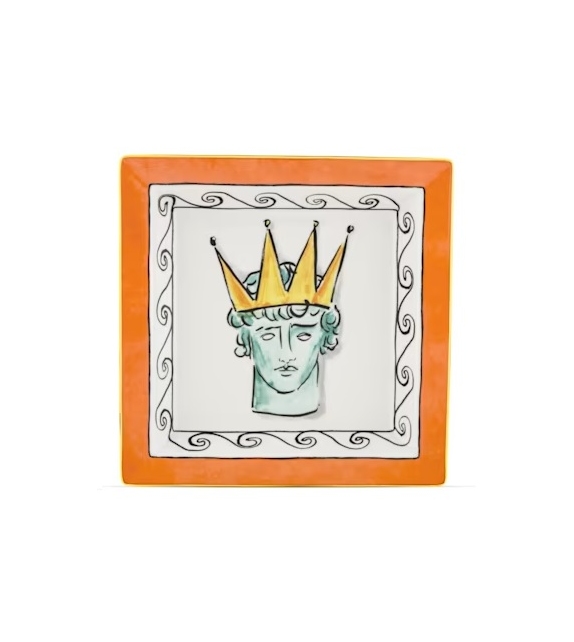 Piatto Svuotatasche Quadrato Grande Il Viaggio di Nettuno Rock Orange Ginori 1735 Empty Pocket Tray