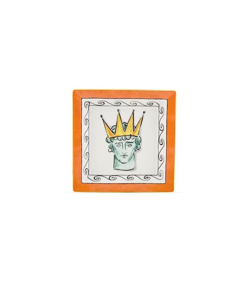 Piatto Svuotatasche Quadrato Grande Il Viaggio di Nettuno Rock Orange Ginori 1735