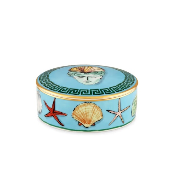 Scatola Talco Il Viaggio di Nettuno Sea Blue Ginori 1735 Round Box