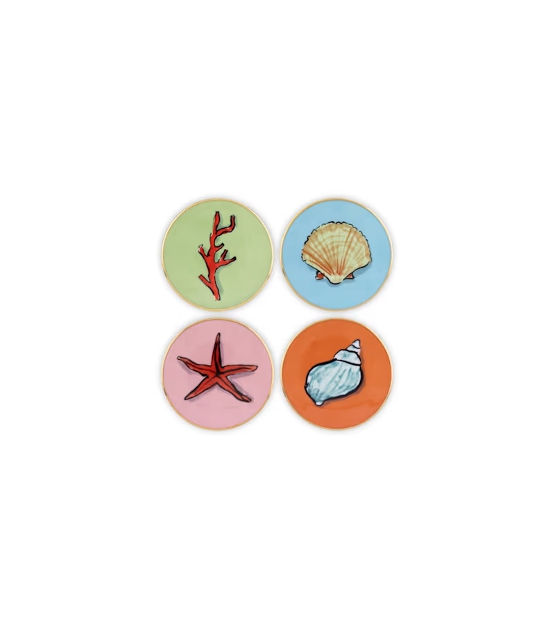 Set di 4 Sottobicchieri Il Viaggio di Nettuno Ginori 1735 Coaster