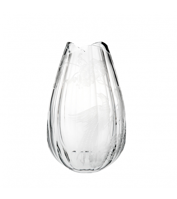 Blue Bird Vista Alegre Engraved Vase