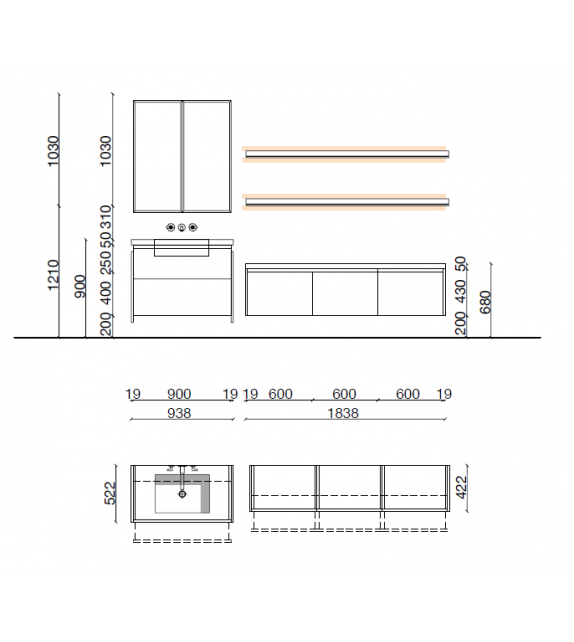 Hi-Line 6 Composition 05 Molteni&C Bathroom System