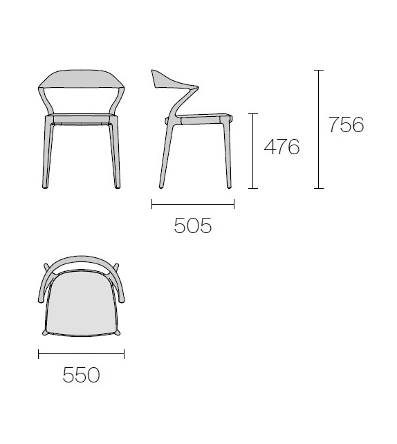 Ori Rimadesio Chair with Upholstered Seat