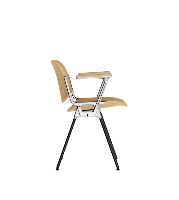 DSC 106 Anonima Castelli Silla en Madera con Reposabrazos