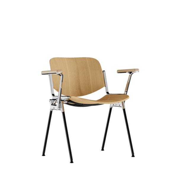 DSC 106 Anonima Castelli Silla en Madera con Reposabrazos