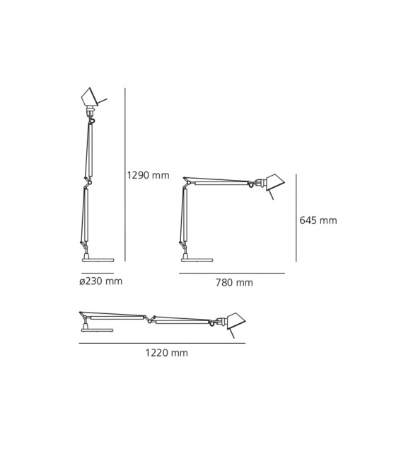 Ready for shipping - Tolomeo Artemide Table Lamp with Base - Aluminum