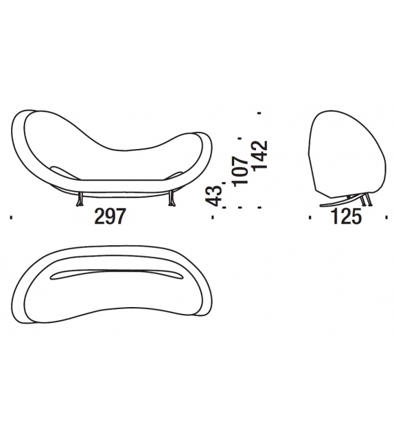 Victoria and Albert Armchair Left Asymmetrical Sofa Moroso