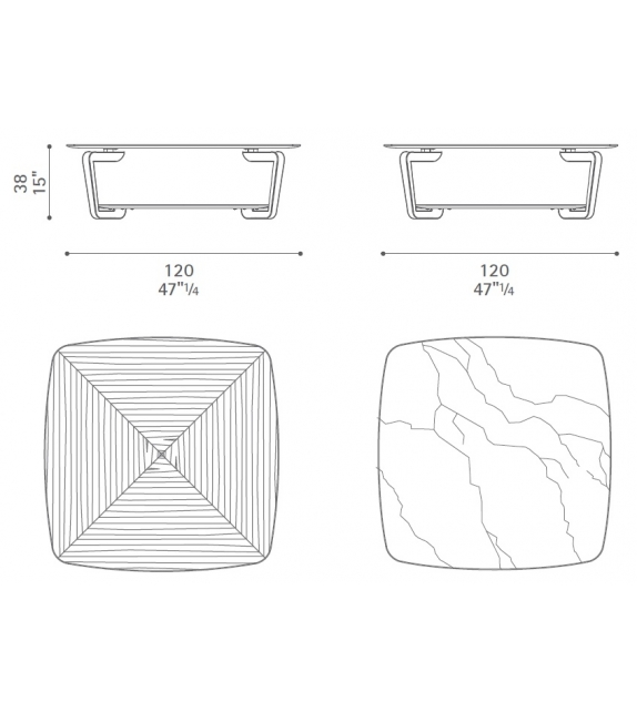 Fiorile Table Basse à Double Plateau Poltrona Frau
