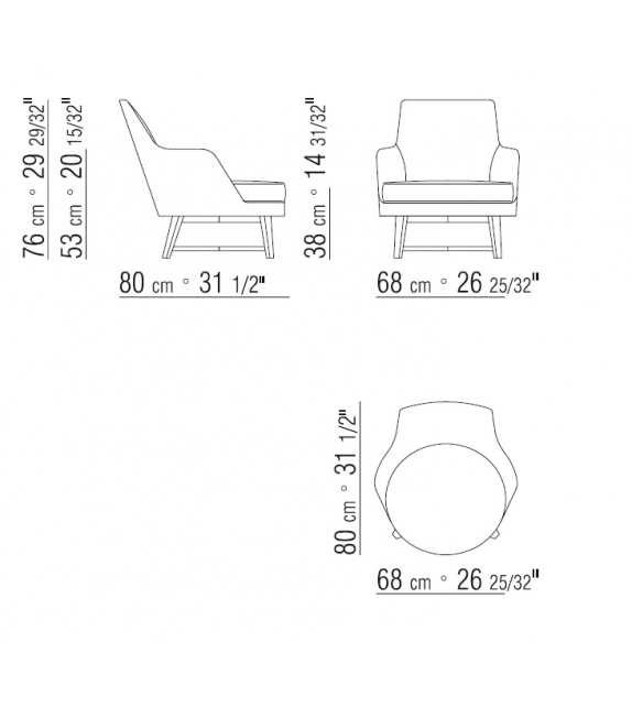 Guscio Soft Flexform Sillón Base De Madera
