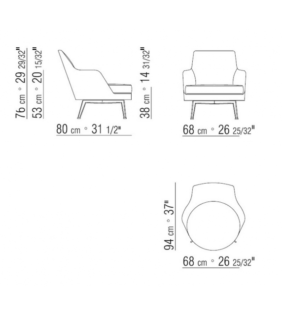 Guscio Soft Flexform Metalsockel Sessel