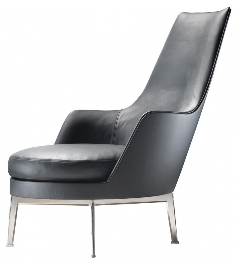 Guscioalto Flexform Sillón Giratorio Base De Metal Con Apoyabrazos