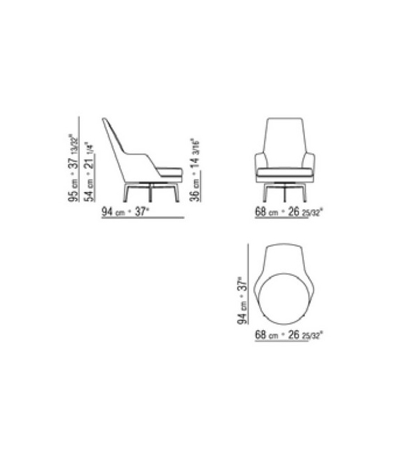 Guscioalto Flexform Metalsockel Drehsessel Mit Armlehnen