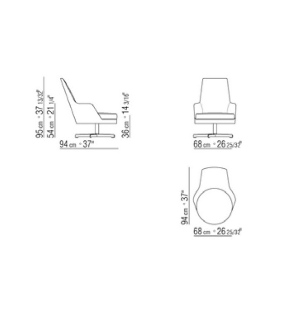 Guscioalto Fauteuil Pivotant Base En Aluminium Avec Accudoirs Flexform