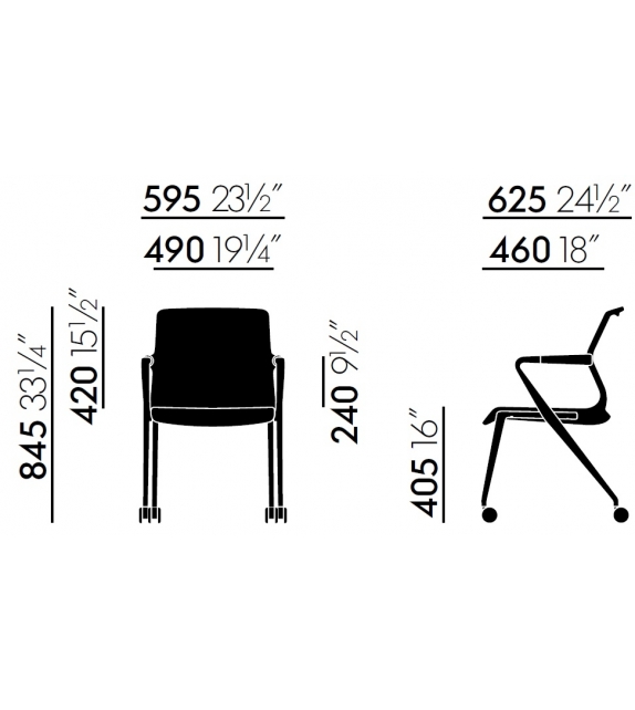 Unix Chair Silla Con Base De 4 Patas Con Ruedas Vitra