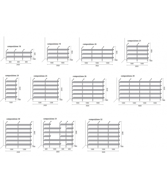 Wind Librería Con Compartimentos Abiertos Rimadesio