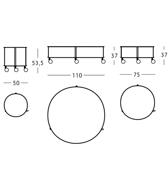 635 Girò Zanotta Table Basse avec Roulettes