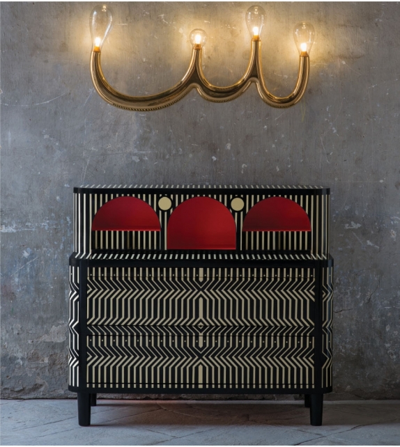 The Four Bulb Wall Light Scarlet Splendour