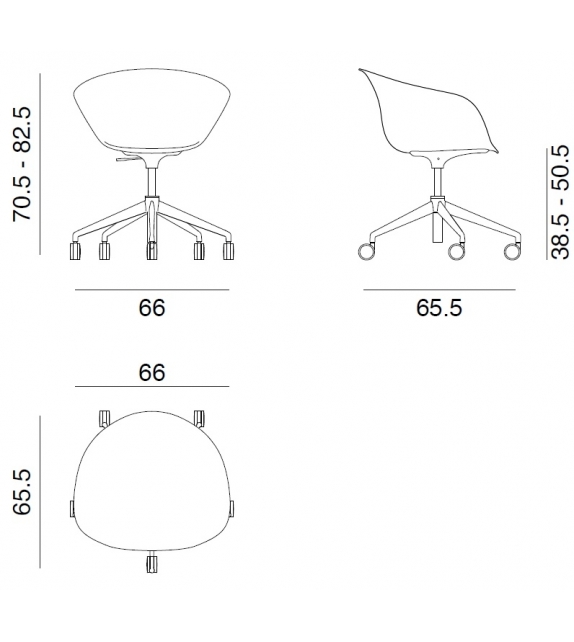 Duna 02 Arper Fauteuil Avec 5 Branches Sur Roulettes