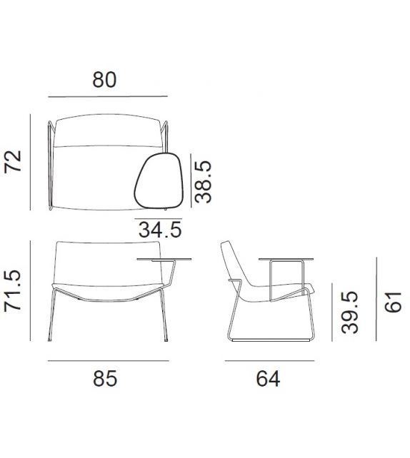Catifa 80 Arper Lounge With Sled Base & Writing Table
