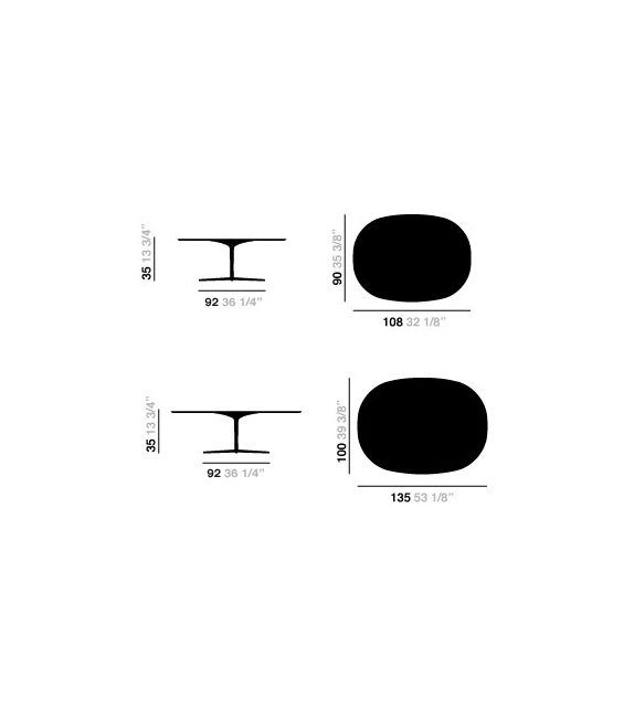 Eolo Arper Petit Table Ovale Avec Plateu MDF