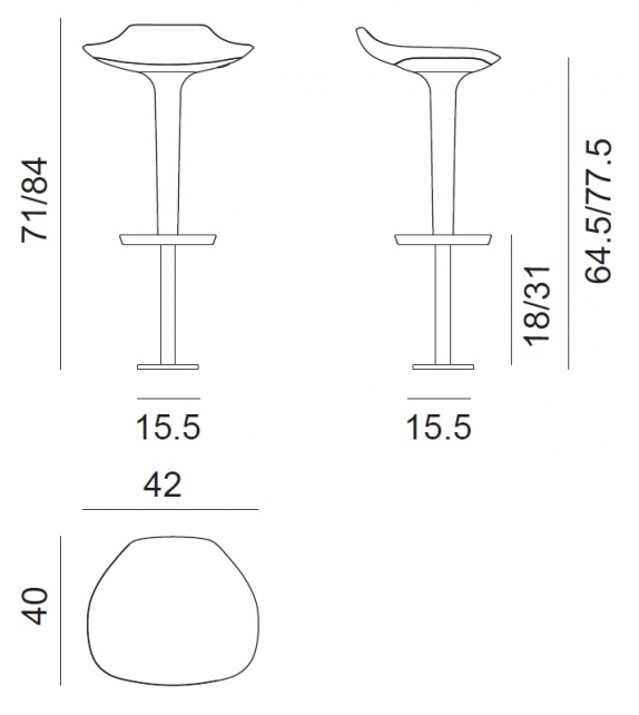 Babar Arper Stool With Backrest & Floor Fixing