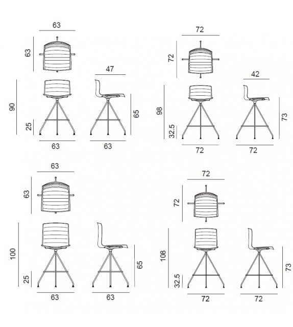 Catifa 46 Arper Sgabello Imbottito Su Trespolo Girevole