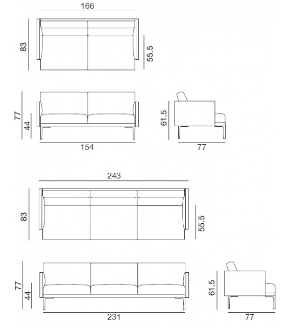 Steeve Arper Sofa mit Holzschale