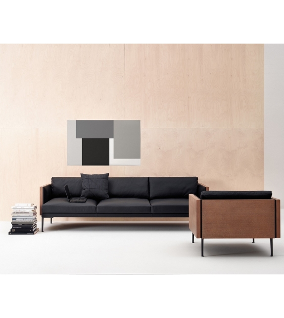 Steeve Arper Sofa mit Holzschale