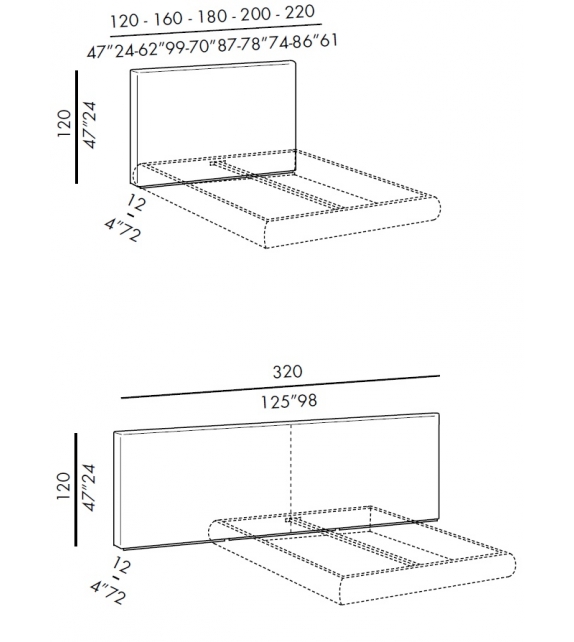 Tuyo Head 120 Meridiani Bed