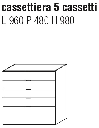 5 Drawers_ 96 x 48 x H 98 cm