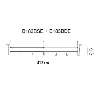 Frei A_ 412 x 105 x H 42 / 77 cm (B183BSE+B183BDE)