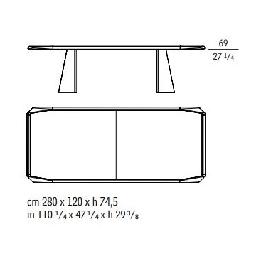 Amadeus 73121_ Plateau double dalle (280 x 120 x H 74,5 cm)