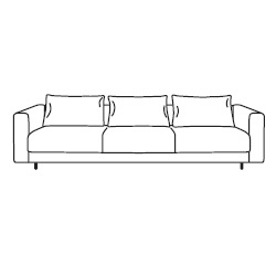 Enki 3P_ 266 x 97.5 x H 76 / 79 cm (low backrest cushions)