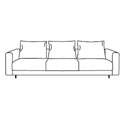 Enki 3P_ 266 x 97.5 x H 89 / 92 cm (high backrest cushions)