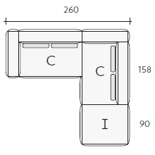 Nils CCI_ 260 x 158 + 90 x H 85 / 90 cm