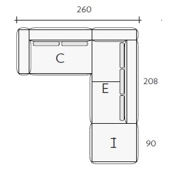 Nils CEI_ 260 x 208 + 90 x H 85 / 90 cm