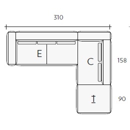 Nils ECI_ 310 x 158 + 90 x H 85 / 90 cm