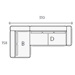 Nils BD_ 310 x 158 x H 85 / 90 cm