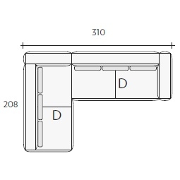 Nils DD_ 310 x 208 x H 85 / 90 cm