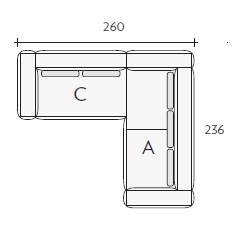 Nils CA_ 260 x 236 x H 85 / 90 cm