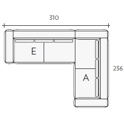 Nils EA_ 310 x 236 x H 85 / 90 cm