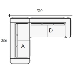 Nils AD_ 310 x 236 x H 85 / 90 cm