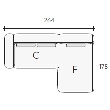 Nils CF_ 264 x 175 x H 85 / 90 cm