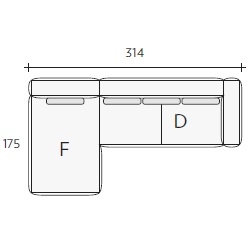 Nils FD_ 314 x 175 x H 85 / 90 cm