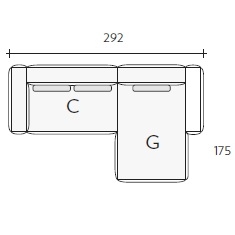 Nils CG_ 292 x 175 x H 85 / 90 cm
