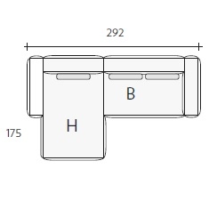 Nils BH_ 292 x 175 x H 85 / 90 cm