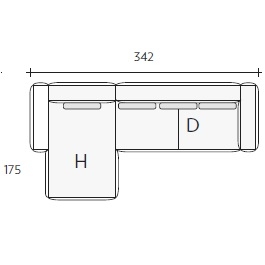 Nils HD_ 342 x 175 x H 85 / 90 cm