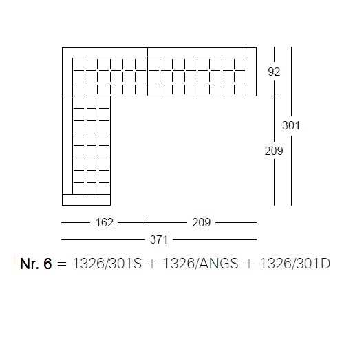 1326 Alfa_ Nr.6_  371 x 301 x H 65 cm