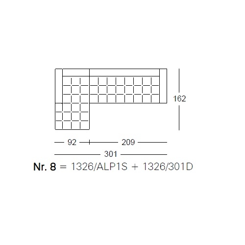 1326 Alfa_ Nr.8_  301 x 162 x H 65 cm